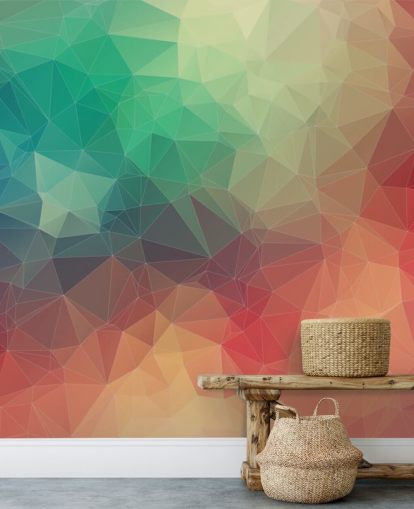 papier peint géométrique personnalisable arc-en-ciel appelé Abstract 2D Geometric pour les chambres et les bureaux 