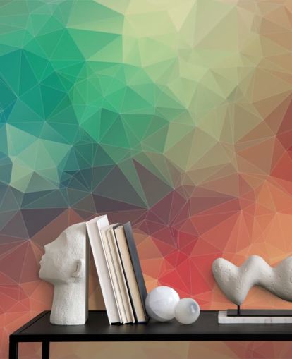 rainbow customizable geometric wallpaper called Abstract 2D Geometric for bedrooms and offices 
