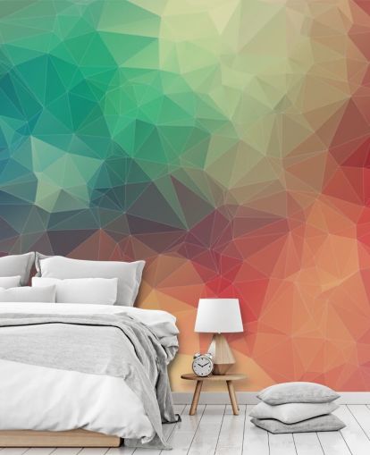 rainbow customizable geometric wallpaper called Abstract 2D Geometric for bedrooms and offices 