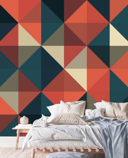 Blauw en rood Apex geometrisch behang