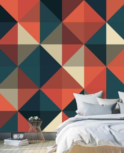 Papel de parede geométrico azul e vermelho Apex