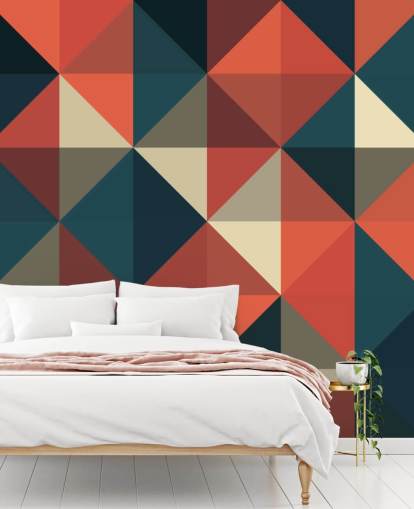Papel pintado geométrico ápice azul y rojo Papel pintado geométrico ápice azul y rojo