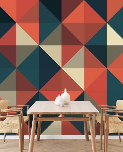 Papier Peint Géométrique Apex Bleu et Rouge