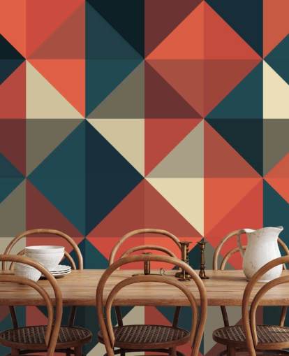 Carta da parati geometrica apice blu e rosso