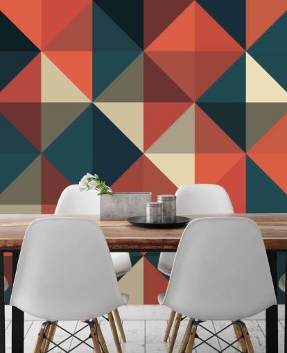 Papier Peint Géométrique Apex Bleu et Rouge