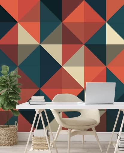 Blue and Red Apex Geometric Wallpaper