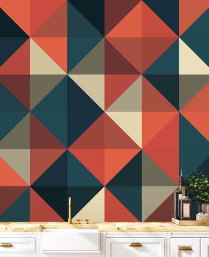 Blaue und rote Apex Geometrische Tapete