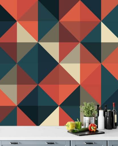 Papier Peint Géométrique Apex Bleu et Rouge