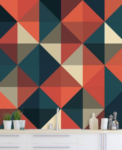 Blå og Rød Apex Geometrisk Baggrund