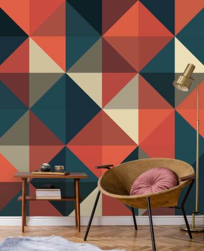 Blue and Red Apex Geometric Wallpaper