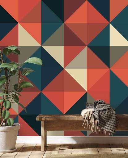 Blaue und rote Apex Geometrische Tapete