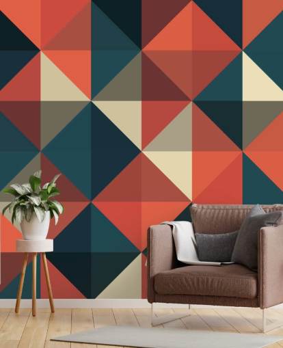 Blue and Red Apex Geometric Wallpaper