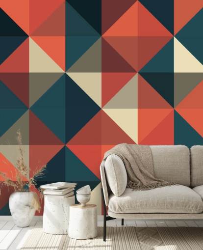 Carta da parati geometrica apice blu e rosso