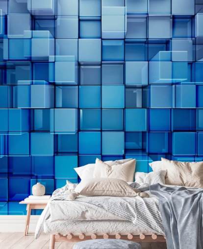 Blue Block Abstract Wallpaper