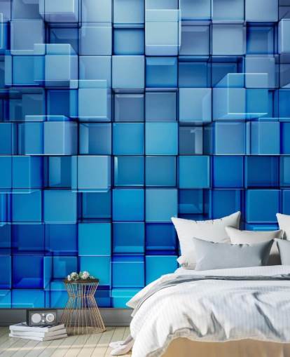 Blue Block Abstract Wallpaper