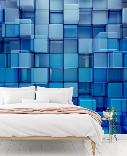 Blue Block Abstract Wallpaper