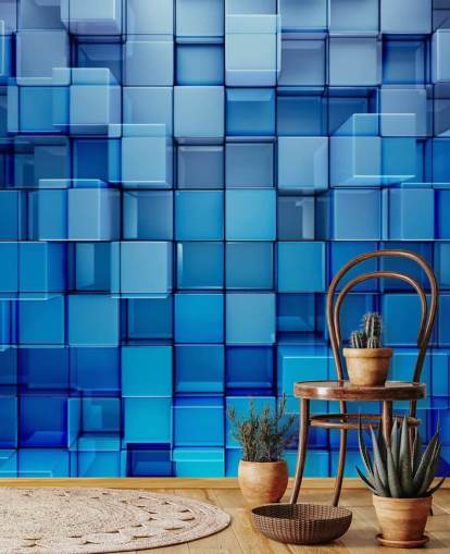 Carta da parati astratta Blue Block