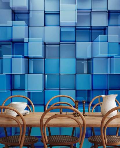 Carta da parati astratta Blue Block