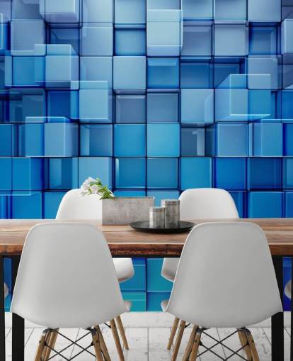 Blue Block Abstract Wallpaper