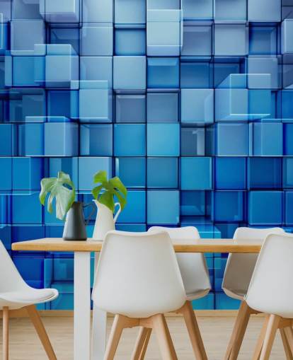 Blauw blok abstract behang Blauw blok abstract behang