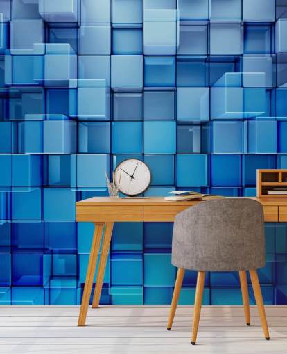 Blue Block Abstract Wallpaper