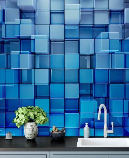 Blue Block Abstract Wallpaper Blue Block Abstract Wallpaper