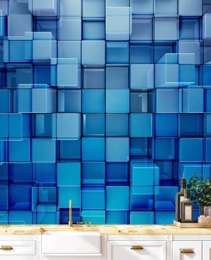 Carta da parati astratta Blue Block