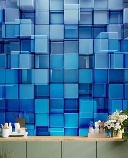 Blue Block Abstract Wallpaper