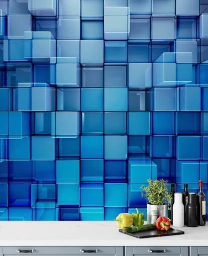 Blue Block Abstract Wallpaper