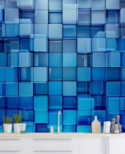 Papier peint abstrait bloc bleu