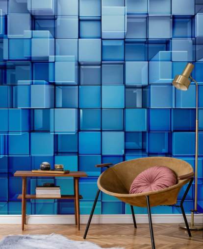 Blaue Block-abstrakte Tapete