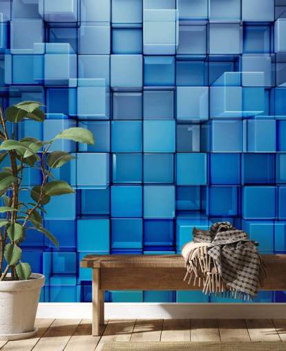 Carta da parati astratta Blue Block