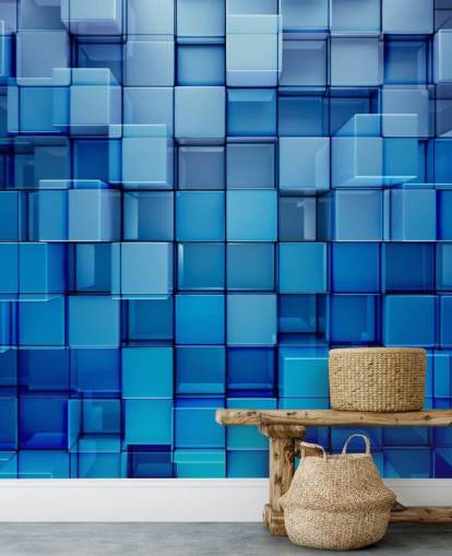 Blaue Block-abstrakte Tapete
