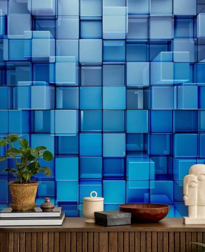 Carta da parati astratta Blue Block