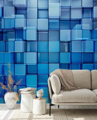 Blue Block Abstract Wallpaper