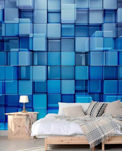 Blue Block Abstract Wallpaper