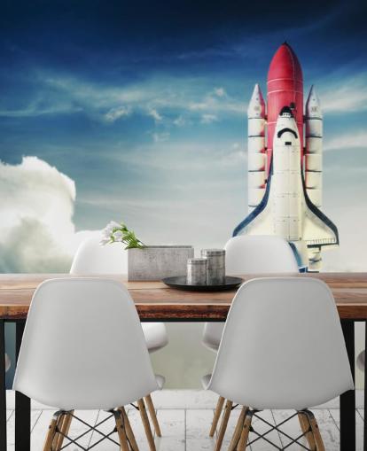 Space Shuttle against Light Sky Wall Mural