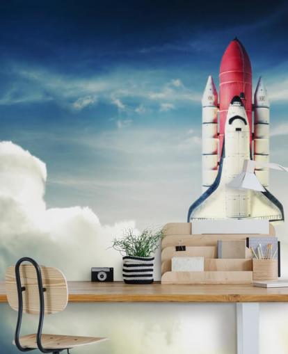 Space Shuttle against Light Sky Wall Mural Space Shuttle against Light Sky Wall Mural