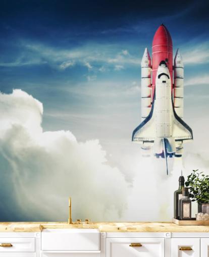 Space Shuttle against Light Sky Wall Mural Space Shuttle against Light Sky Wall Mural