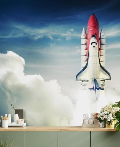 Space Shuttle against Light Sky Wall Mural