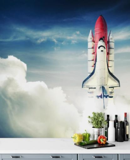 Space Shuttle against Light Sky Wall Mural