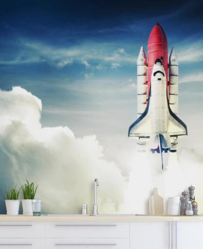 Space Shuttle against Light Sky Wall Mural