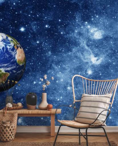 Decorazione murale con pianeta terra nello spazio