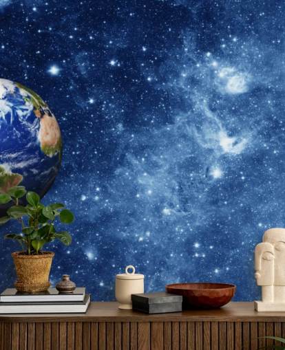 Planeet aarde in ruimtemuurschildering