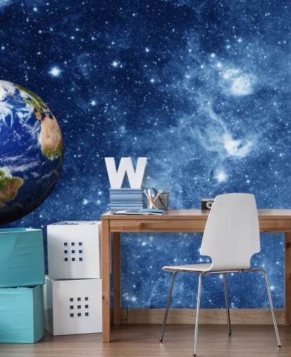 Planeet aarde in ruimtemuurschildering