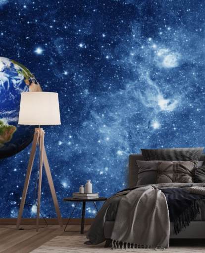 Planet Jorden i rummet vægmaleri