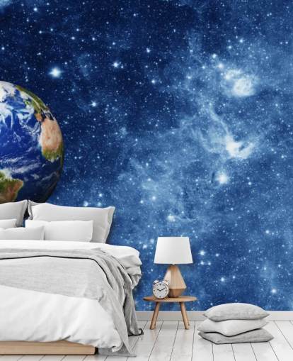 Decorazione murale con pianeta terra nello spazio