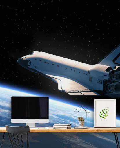 Space Shuttle in een baan om de aarde behang Space Shuttle in een baan om de aarde behang