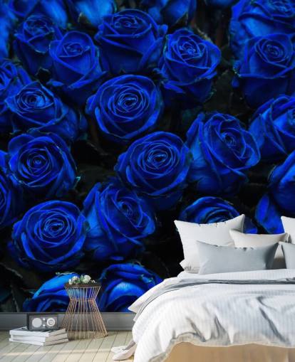 Carta da parati con rose blu