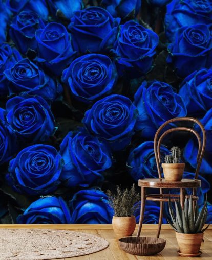 Papier Peint Roses Bleu Électrique Papier Peint Roses Bleu Électrique